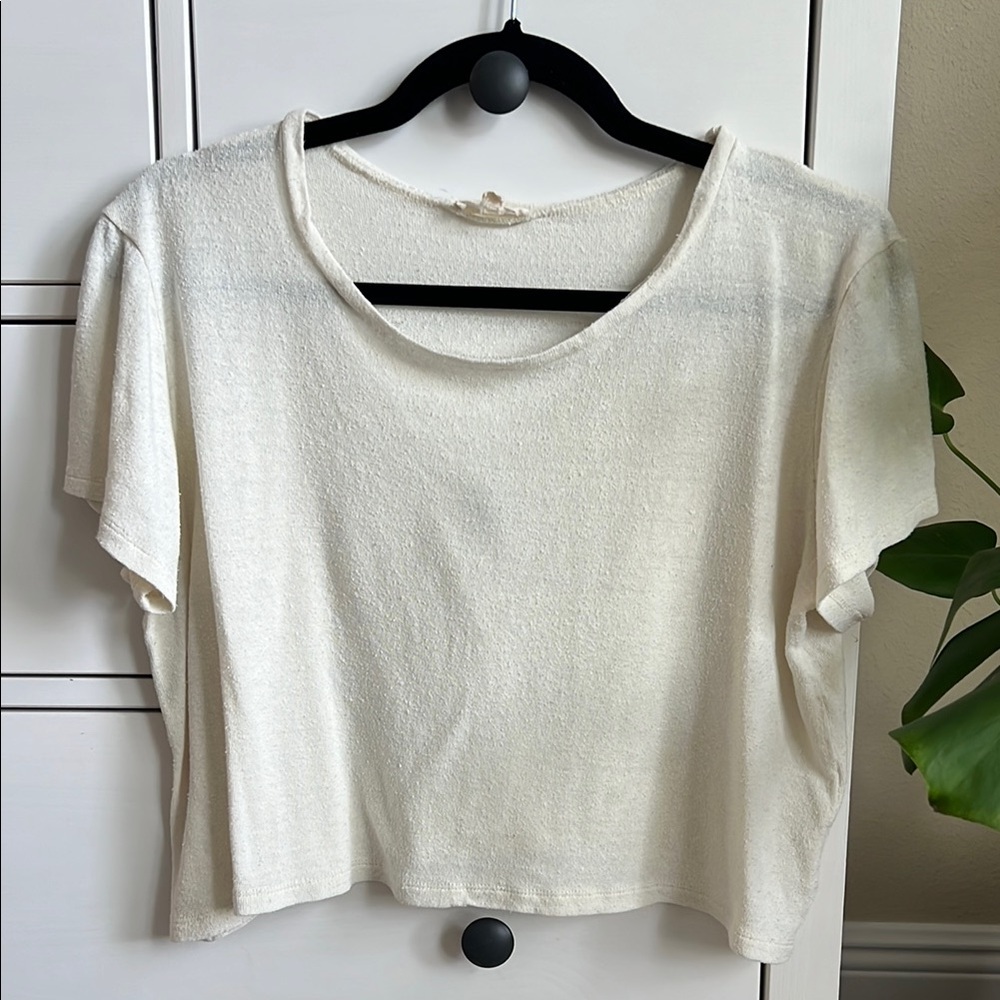 OZMA Cream Short Sleeve Lou Crop Tshirt